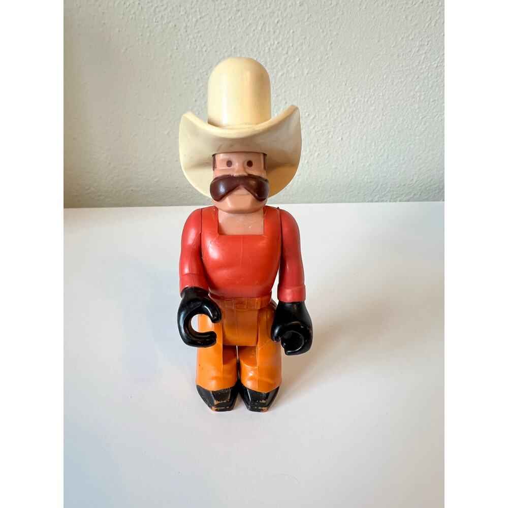 Vintage 1979 Fisher Price Husky Helper Cowboy 10 Gallon Hat/Red Shirt Mustache
